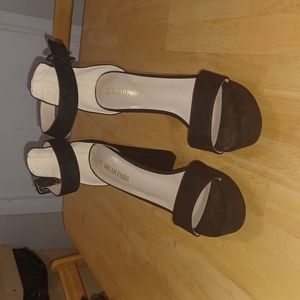 Black Heel Toeless Pumps Size 11, Worn Once, Buckle Clasp 4" Heel